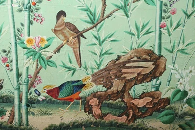 Chinese Export Wallpapers Panel With Flowers And Birds, C.1820 At ...