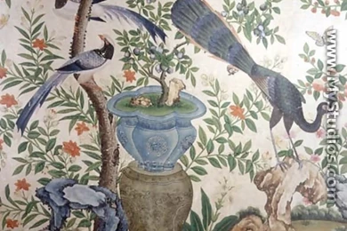 Bird Wallpaper, C.1840 (2) By Chinese School   MyStudios.com