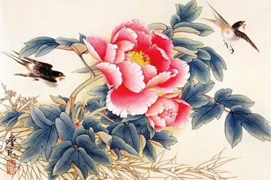 Birds: Chinese Painting Art Bird Flower Cnpaint Phone Wallpapers ...