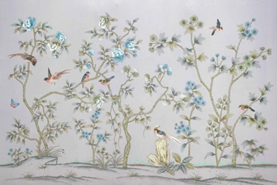 Chinese Style Unique Hand Painted Silk Wallpapers Painting Flowers ...
