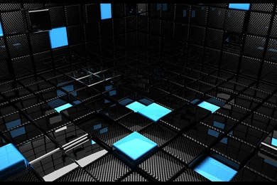 3D Black Blue Bricks Art