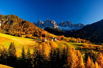 Mountain Village In Autumn   (