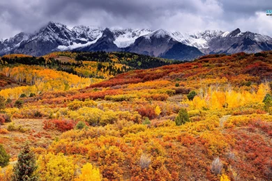 Red Autumn Mountain Awseome   1366 X 768   For Monitors Widescreen ...