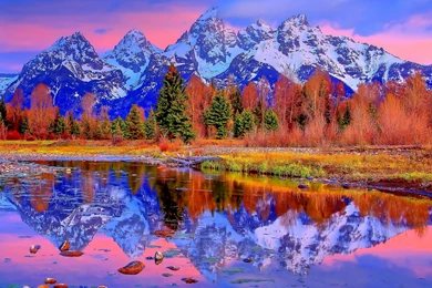 Autumn Lake At Mountains