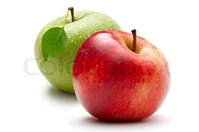 Green And Red Apple On White Backgrounds