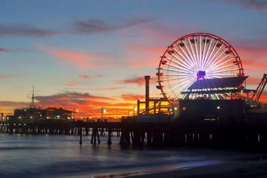 Sunset Pier California Santa Monica Wallpapers