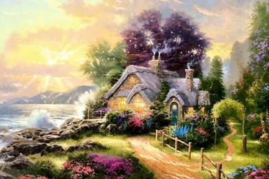 A New Day Dawning   Thomas Kincade Paintings Wallpapers Image