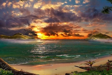 Tropical Beach Sunset Wallpapers 05, HD Desktop Wallpapers