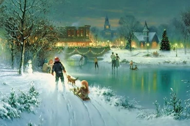 Image Detail For  Christmas Scene   Free Wallpapers