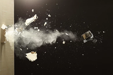 Download Wallpapers 3840x2400 Telephone, Wall, Dust, Hole, Stones ...