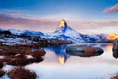 Fabulous Mt Matterhorn Reflected In Lake (