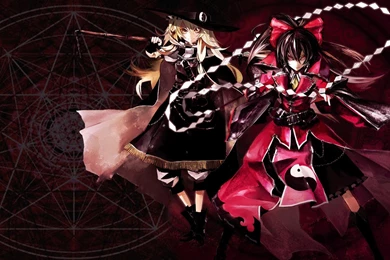 Wallpapers Touhou Dark Marisa Kirisame Reimu Hakurei Free Hd ...