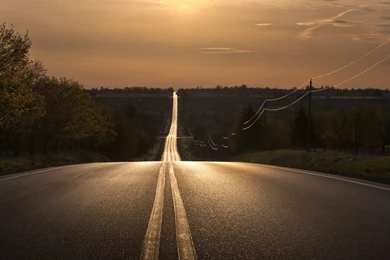 Endless Country Road Sunset Desktop Wallpapers