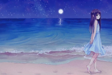 Cartoon Girl In The Beach Wallpapers Animated