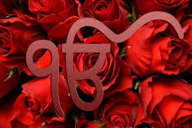 EK ONKAR ON ROSES WALLPAPER