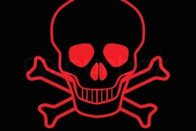 Skull And Crossbones Danger Sign Over A Black Backgrounds