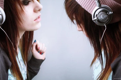 Download 1920x1080 Headphones Girl X2 Wallpapers