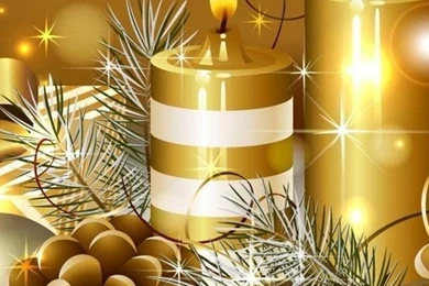 Gold Glowing Christmas Candles iPhone Wallpapers