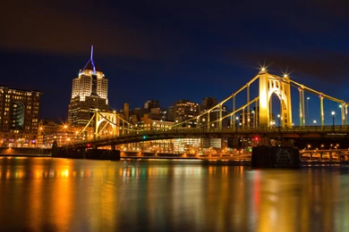 Wallpapers Night, Sky, River, City, USA, Bridge, Water, Pittsburgh ...
