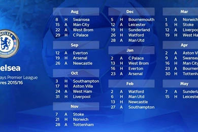 Chelsea FC Barclays Premier League 2015 2016 Fixtures Wallpapers