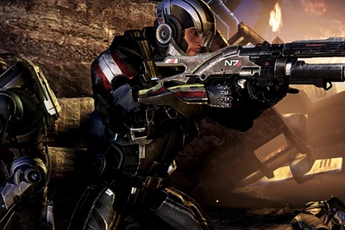 Download Wallpapers 2560x1080 Mass Effect, Shepard, Tali, Garrus ...