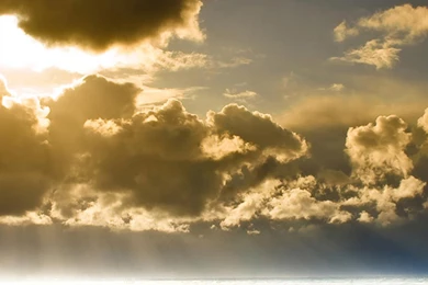 Download Wallpapers 3840x1200 Sky, Horizon, Sun, Beams, Clouds ...