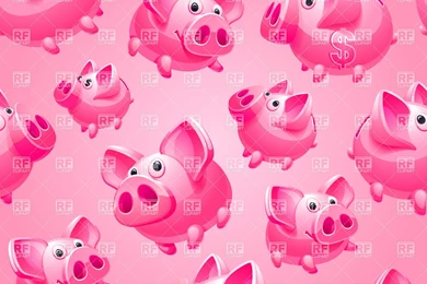 Funny Piglets, Seamless Pink Backgrounds Or Wrapping Paper With ...