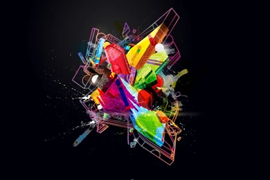 Abstract Multicolor Digital Art Navy Blue Backgrounds