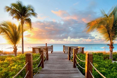 Tropical Summer Beach And View Of The Sea Bridge Wallpapers, Beach ...