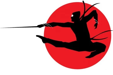 Ninja Silhouette On Red Circle Backgrounds Vector