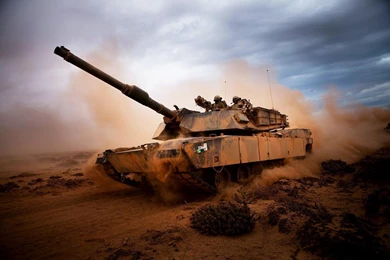 M1 Abrams Tank In Action In Desert   Wallpapers
