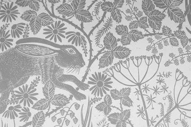 Handmade Luxury Wallpaper, 'hedgerow Hare' Design By Waybreads ...