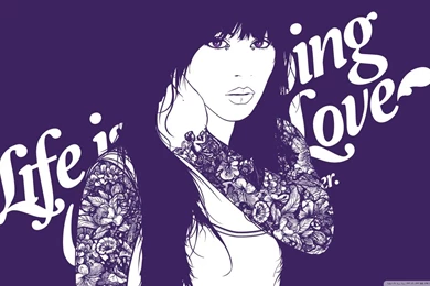 Tattooed Girl Illustration HD Desktop Wallpapers : High Definition ...