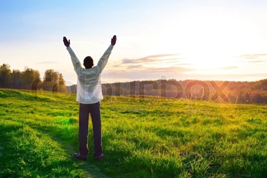 Praying Man Silhouette On Sunset Backgrounds