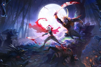 Little Red Riding Hood Fighting With Wolves Wallpapers » WallDevil ...