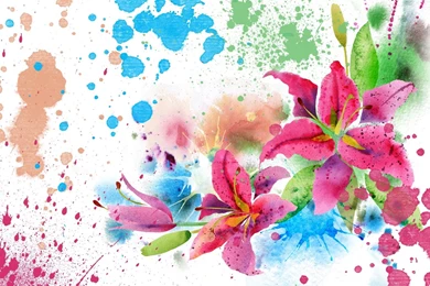 Flowers Splattered Painted Flowers Lilies Splash Spring Bright ...