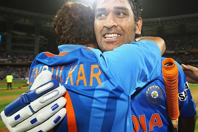 An Emotional MS Dhoni Is Hugged By Sachin Tendulkar After India's ...