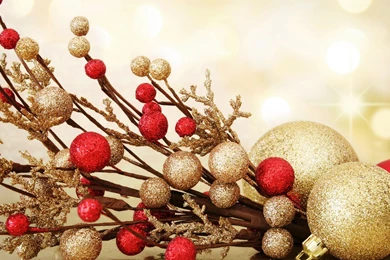 Christmas Decoration On Defocused Lights Backgrounds