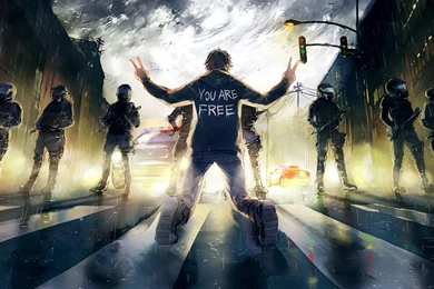 Free Police Riot Rain Drawing HD Wallpaper,digital/artwork HD ...