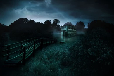 FREE 3D HOUNTED HOUSE BACKGROUND WALLPAPER   (