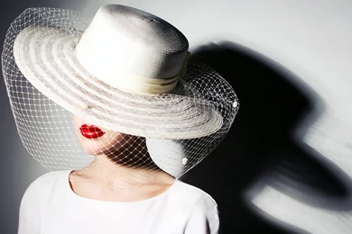 Lady, White Hat, Red Lips, Fashion, Light   HD Wallpapers