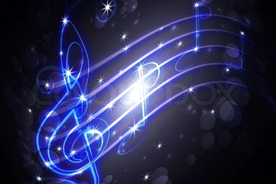 Burning Musical Symbols And Curls On A Dark Backgrounds Stock Photo