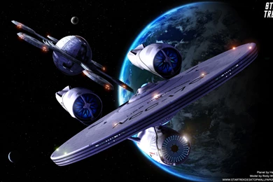 Star Trek USS Enterprise 1701 Departing United Federation Of ...