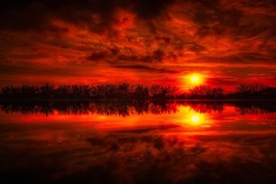 1920x1200 Fire Red Sunset Reflection Sea Desktop PC And Mac Wallpapers
