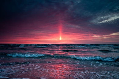 Red Sunset Over Ocean Desktop Wallpapers