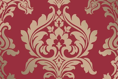 Rochester Damask Red Gold Wallpapers