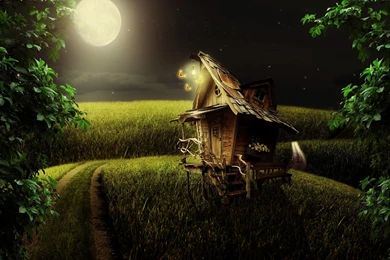 Night Moon Fantasy Landscape Wallpapers HD Free Download