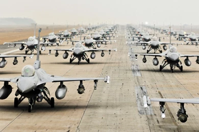 1680x1050 F16 Jets Military Airfield Wallpapers