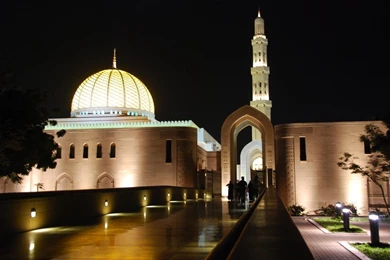 Wallpapers Grand Mosque Sultan Qaboos In Muscat Oman Night ...