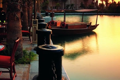 Outdoor Restaurant At Sunset iPad Wallpapers Download